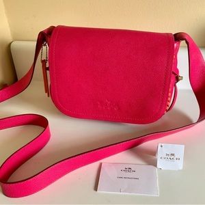 COACH DAKOTAH  WHIPSTITCH LEATHER PINK RUBY CROSSBODY